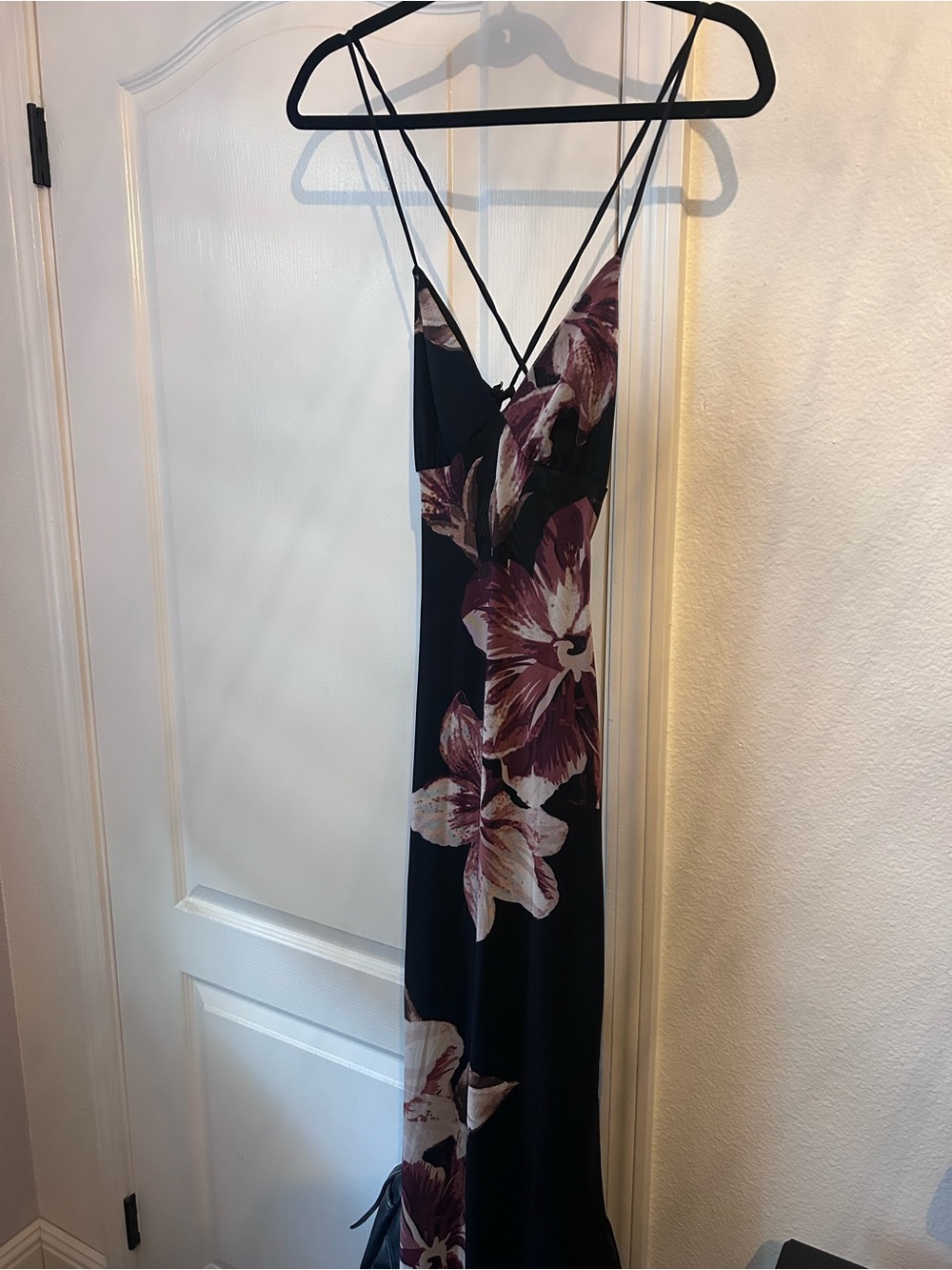 Windsor Black Floral Slip Wedding Dress with Pink-Mauve Blooms